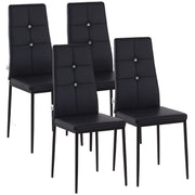 Aosom Set of 4 Modern Dining Chairs - Black PU Leather Tufted-Home Furnishings > Kitchen & Dining Furniture > Dining Chairs-DECOROLALA