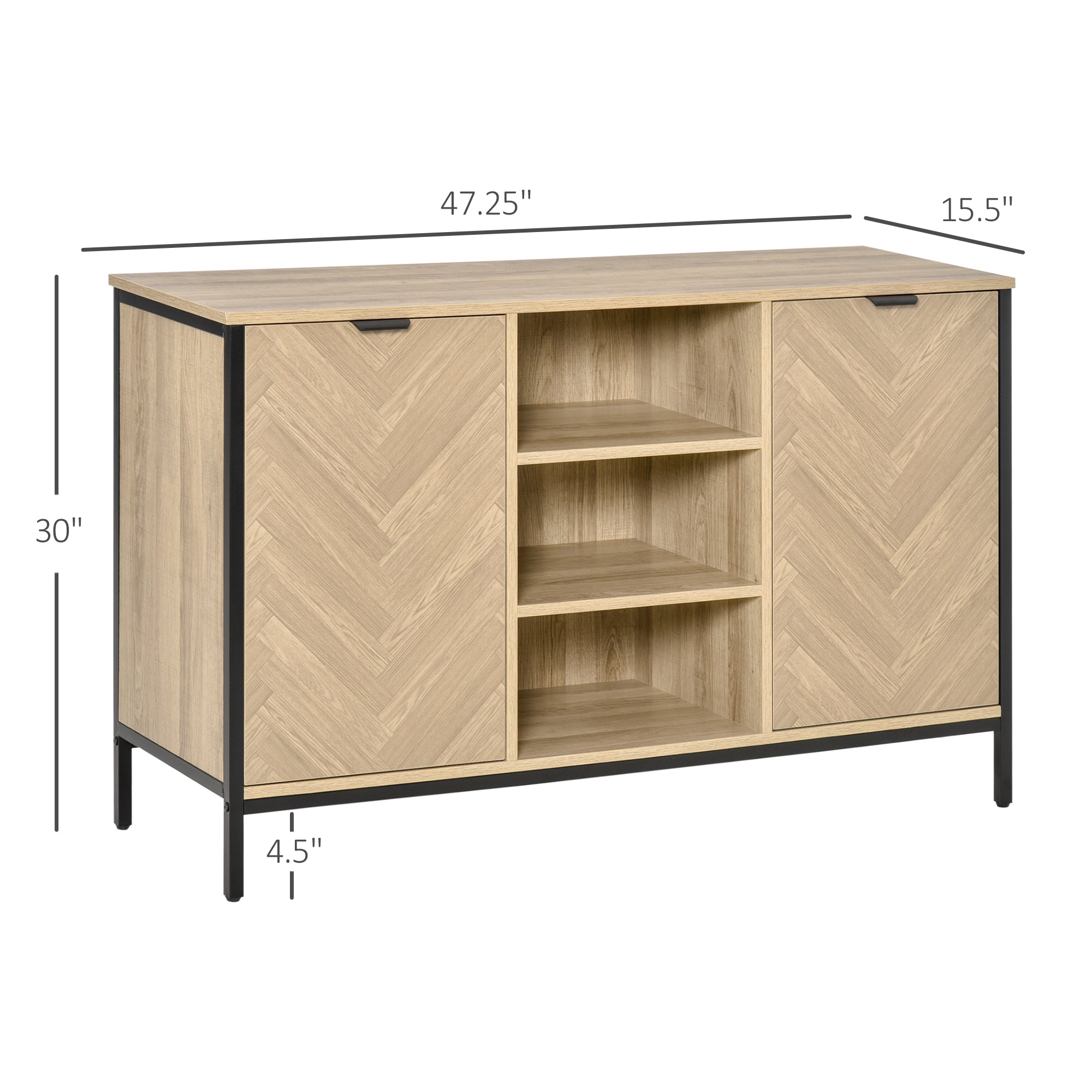 Aosom Sideboard Buffet Cabinet - Oak Tone 47.25"W-DECOROLALA
