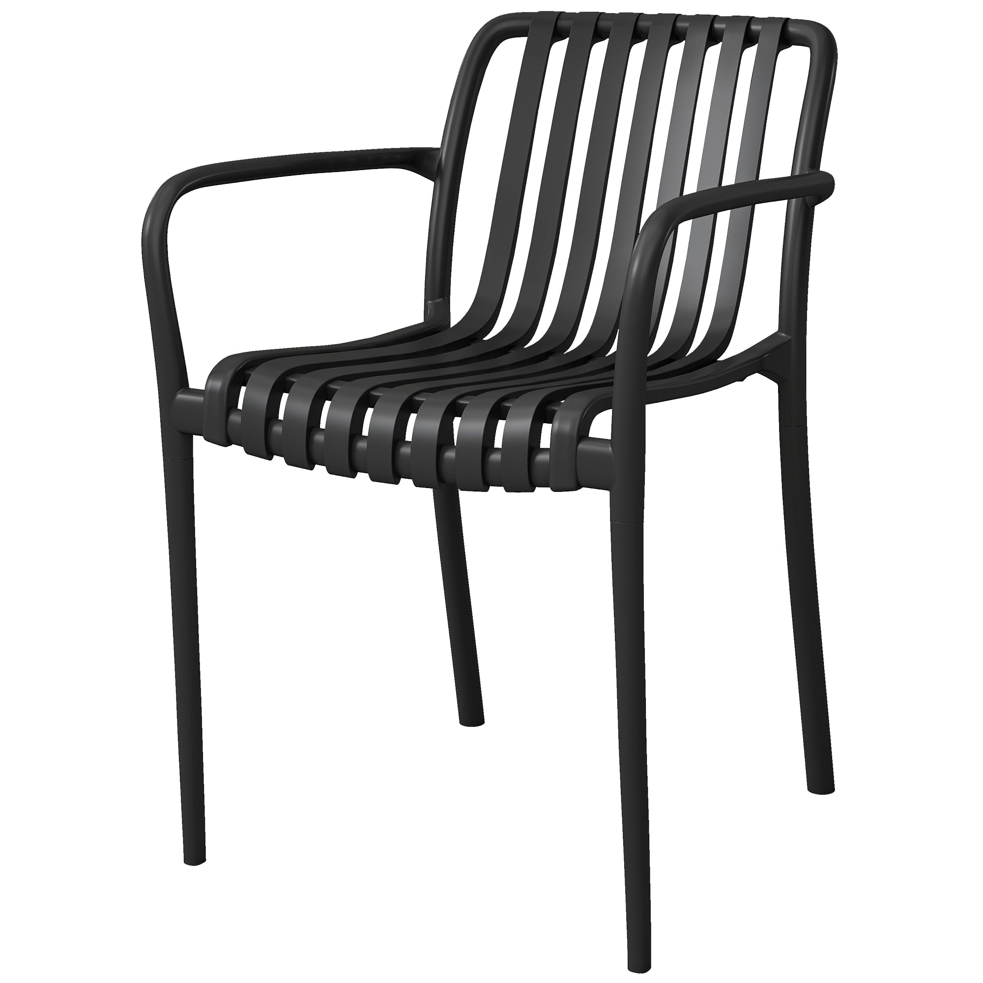 Aosom Stackable Patio Chairs Set of 4 - Black-DECOROLALA