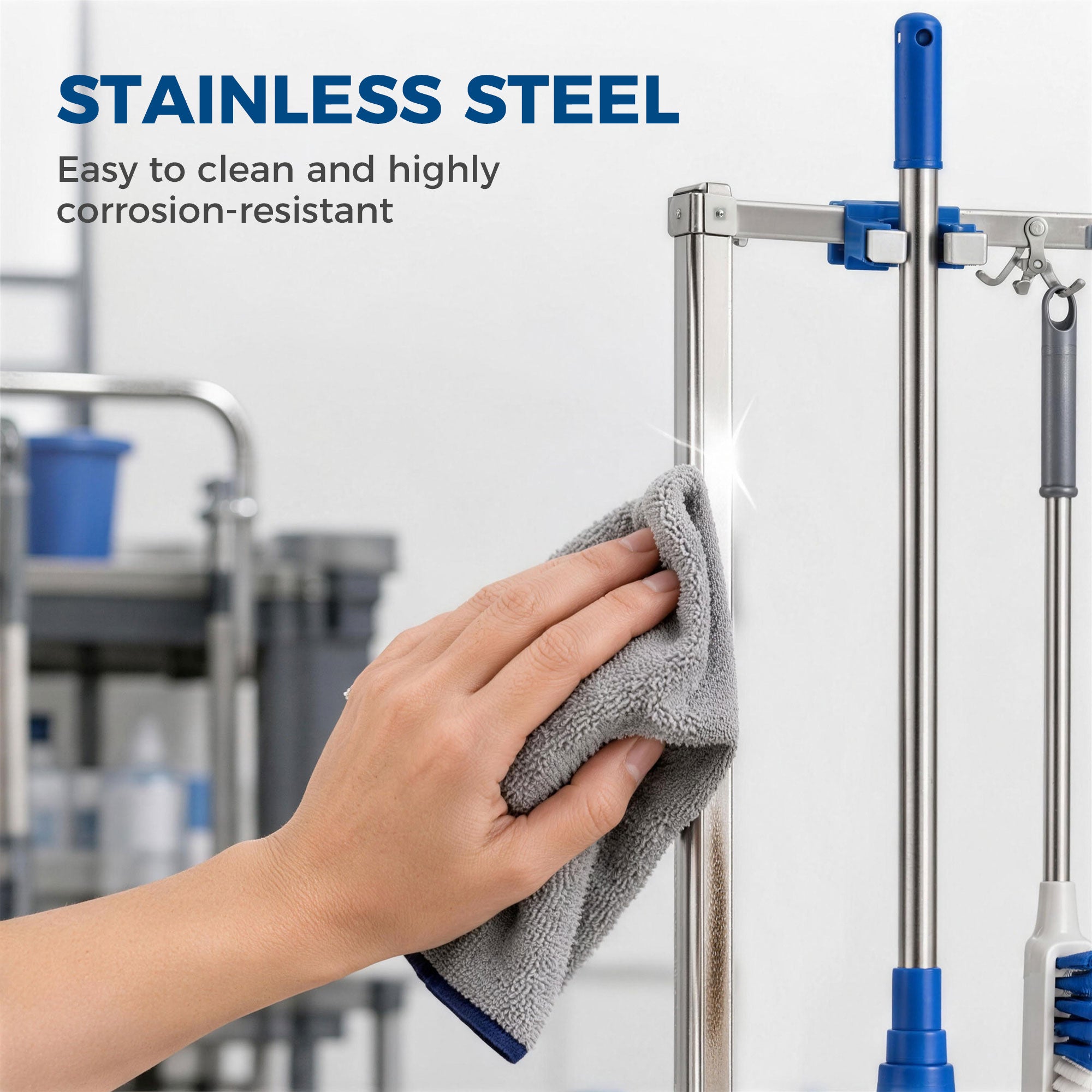 Aosom Stainless Steel Janitor Cleaning Cart with Drip Tray-Home Furnishings > Kitchen & Dining Furniture > Household Supplies-DECOROLALA