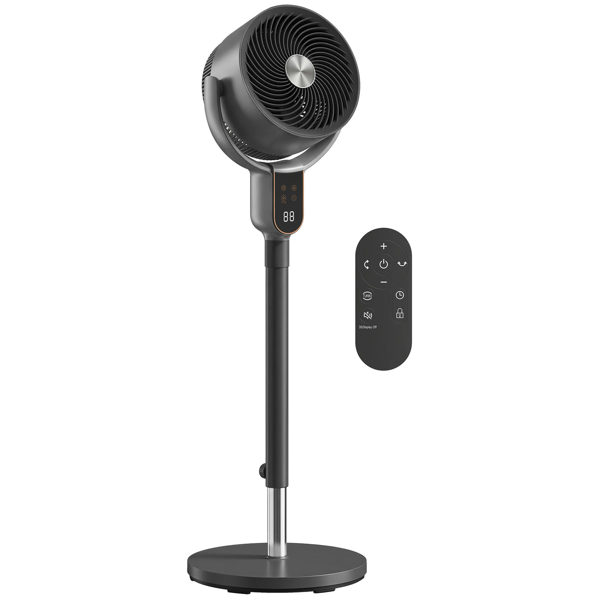 Aosom Standing Pedestal Fan - 8 Speeds, 3D Oscillation, Grey/Black-Fans-DECOROLALA