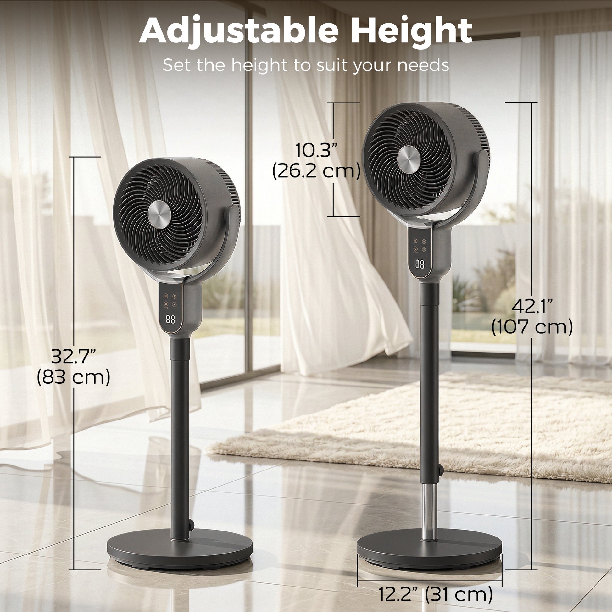Aosom Standing Pedestal Fan - 8 Speeds, 3D Oscillation, Grey/Black-Fans-DECOROLALA
