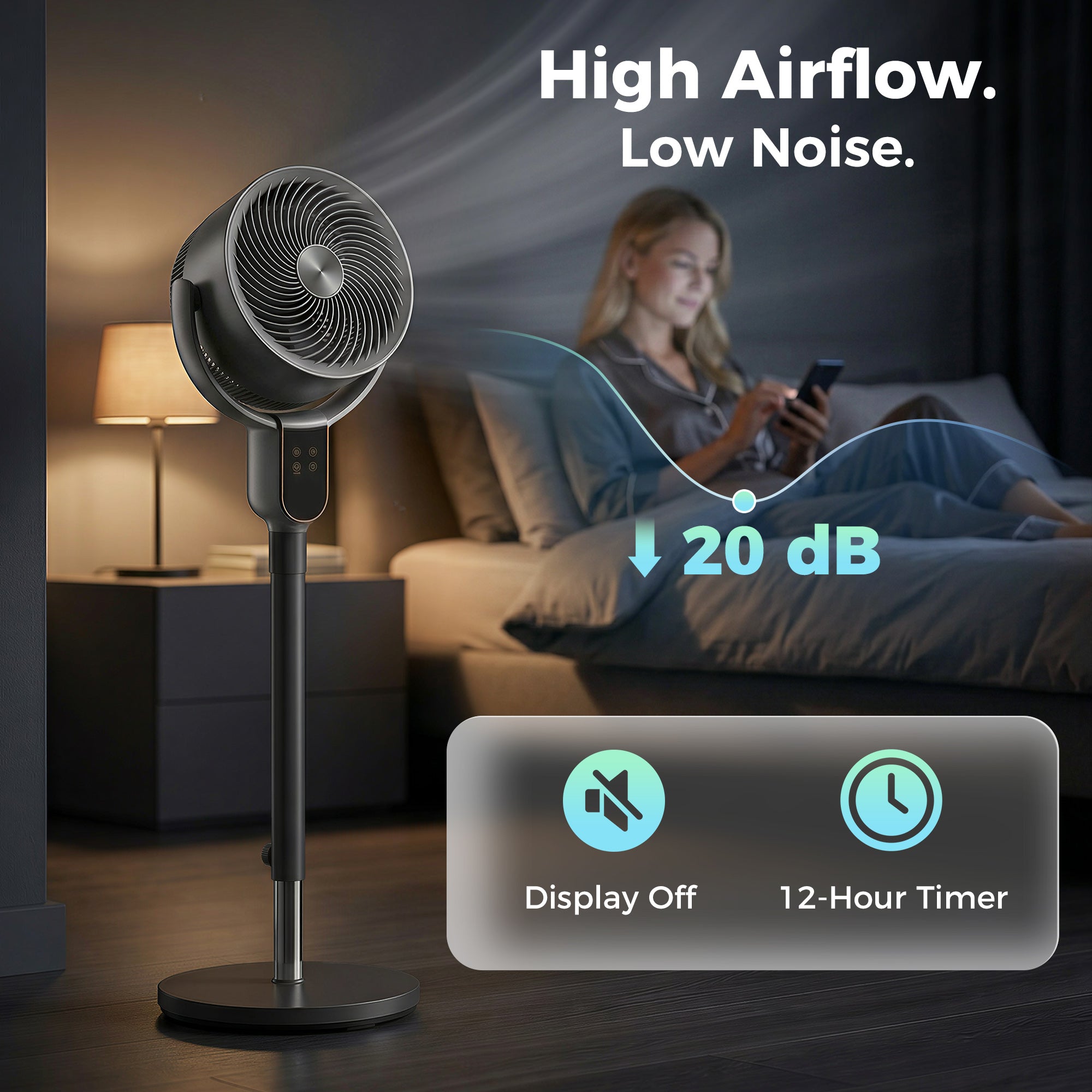 Aosom Standing Pedestal Fan - 8 Speeds, 3D Oscillation, Grey/Black-Fans-DECOROLALA