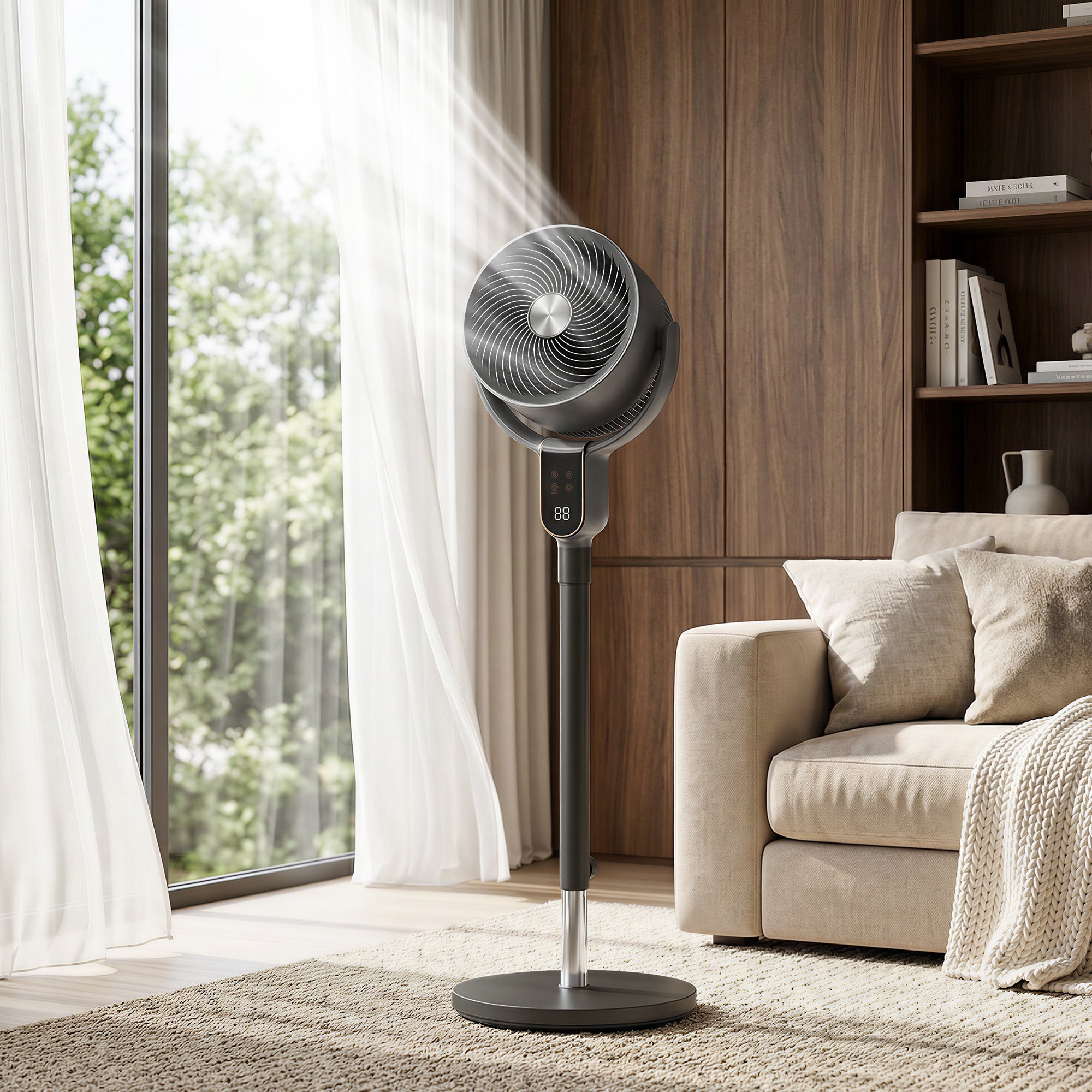 Aosom Standing Pedestal Fan - 8 Speeds, 3D Oscillation, Grey/Black-Fans-DECOROLALA
