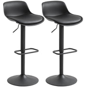Aosom Swivel Bar Stools Set of 2 - Adjustable PU Leather Black-Home Furnishings > Kitchen & Dining Furniture > Bar Stools-DECOROLALA