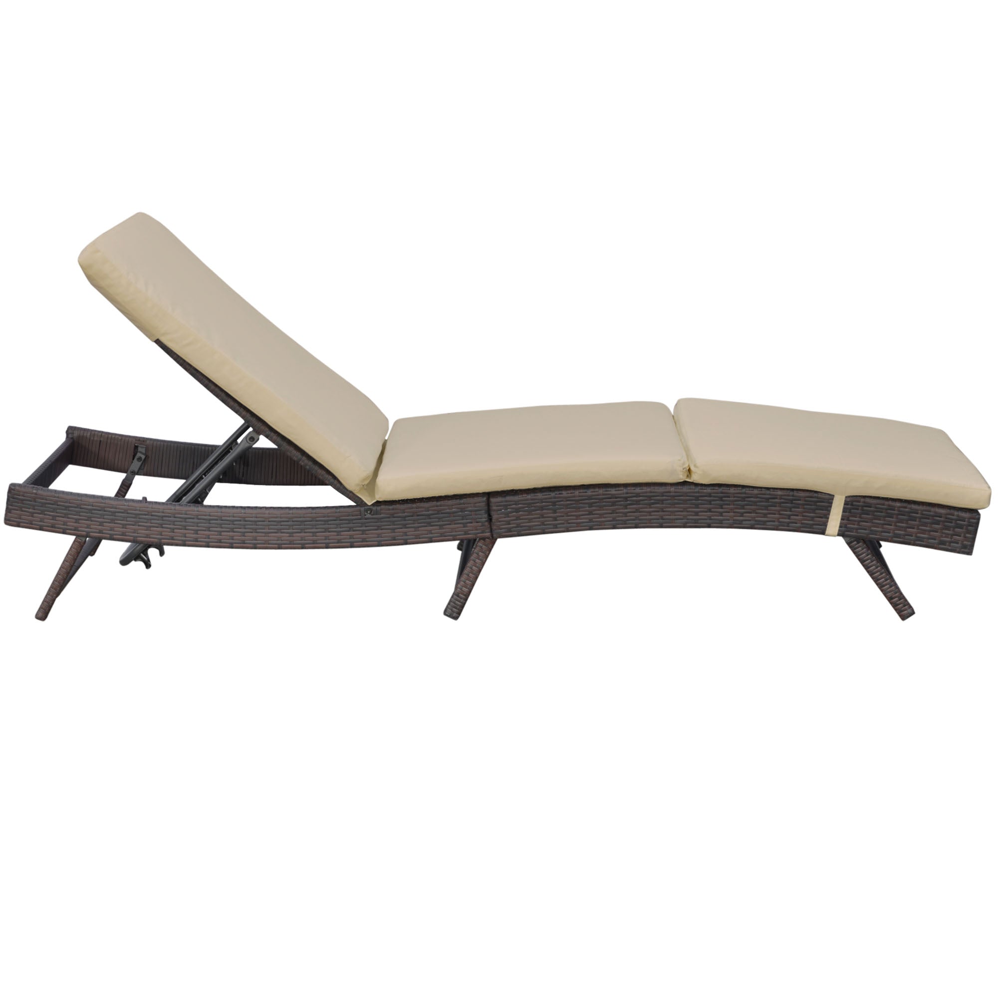 Aosom Wicker Lounger - Khaki 5-Level Adjustable-DECOROLALA
