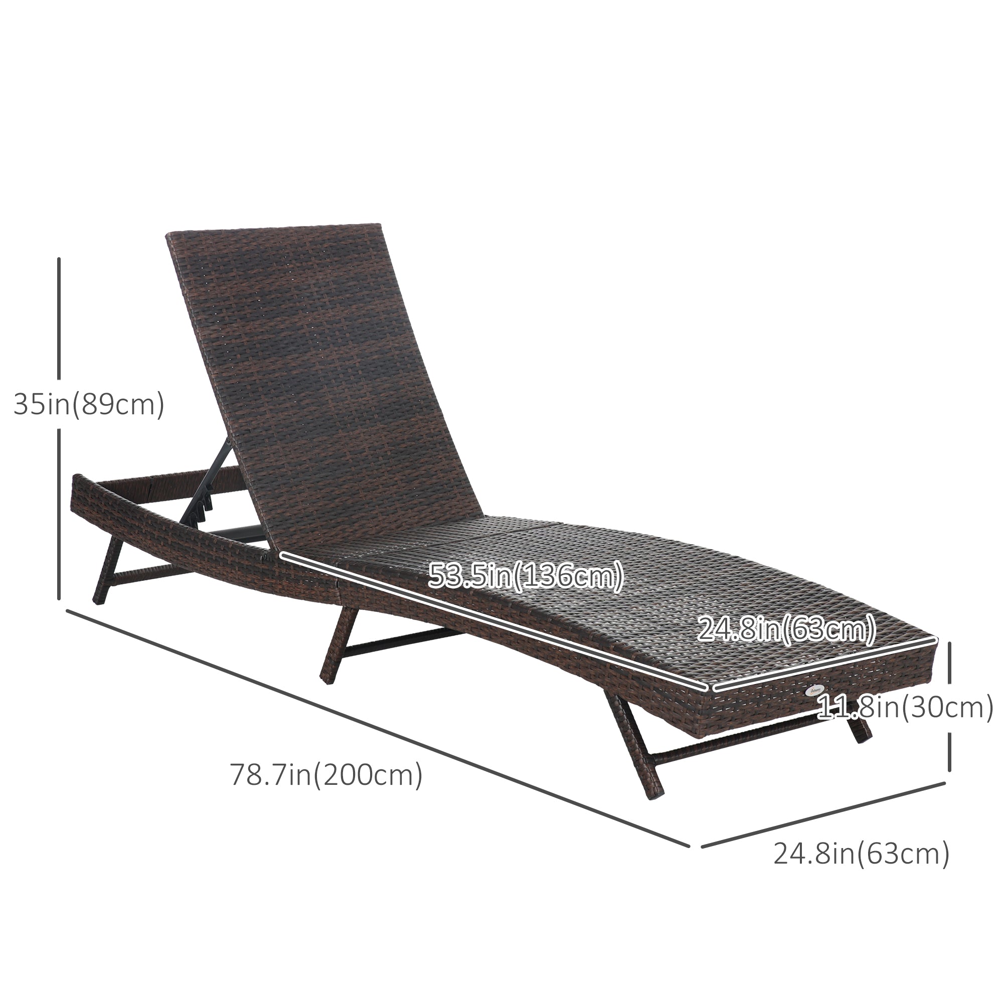 Aosom Wicker Patio Lounger - Grey 5-Level Adjustable-DECOROLALA