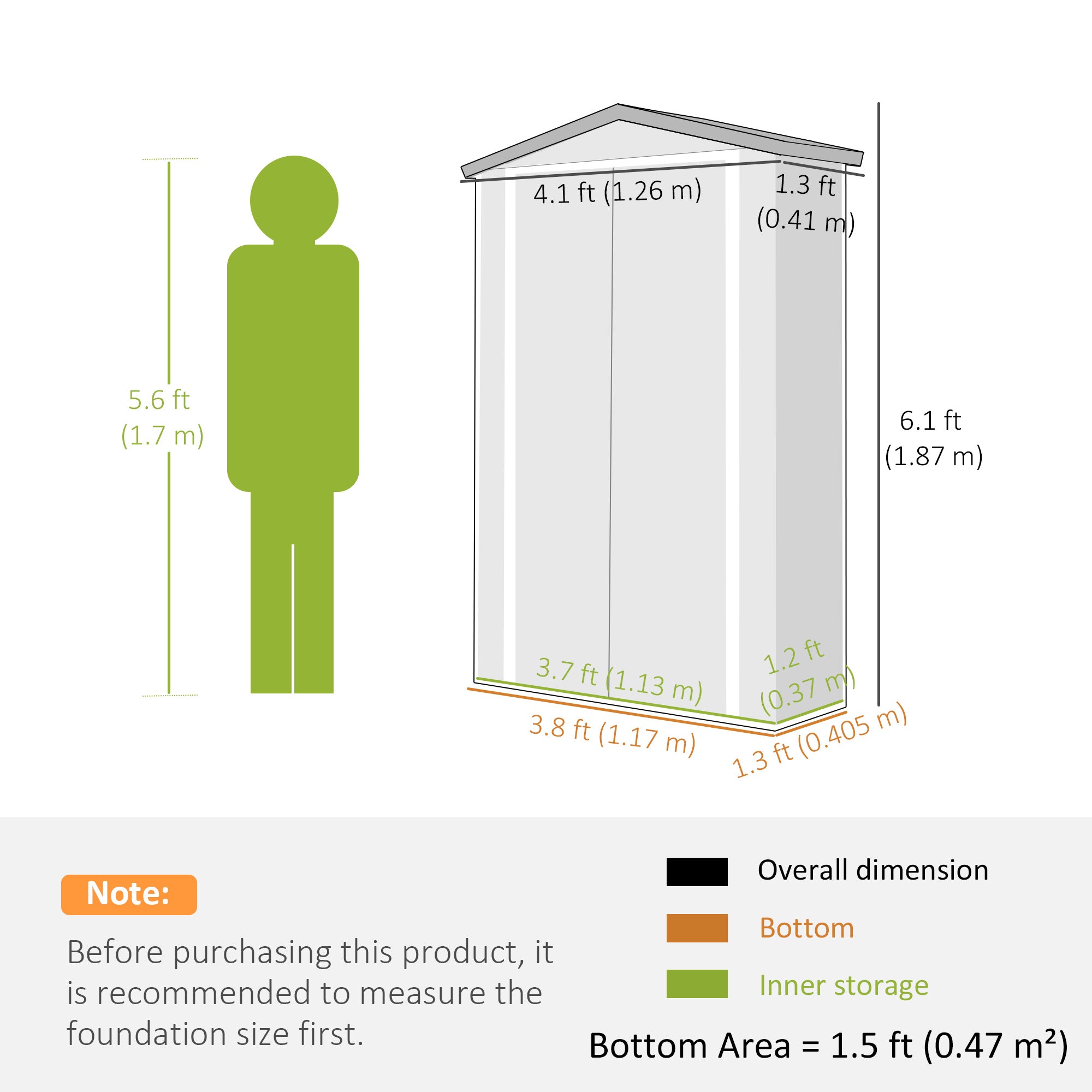 Apex Roof Metal Outdoor Storage Shed with Shelf - Light Grey-Patio & Garden > Lawn & Garden > Sheds-DECOROLALA