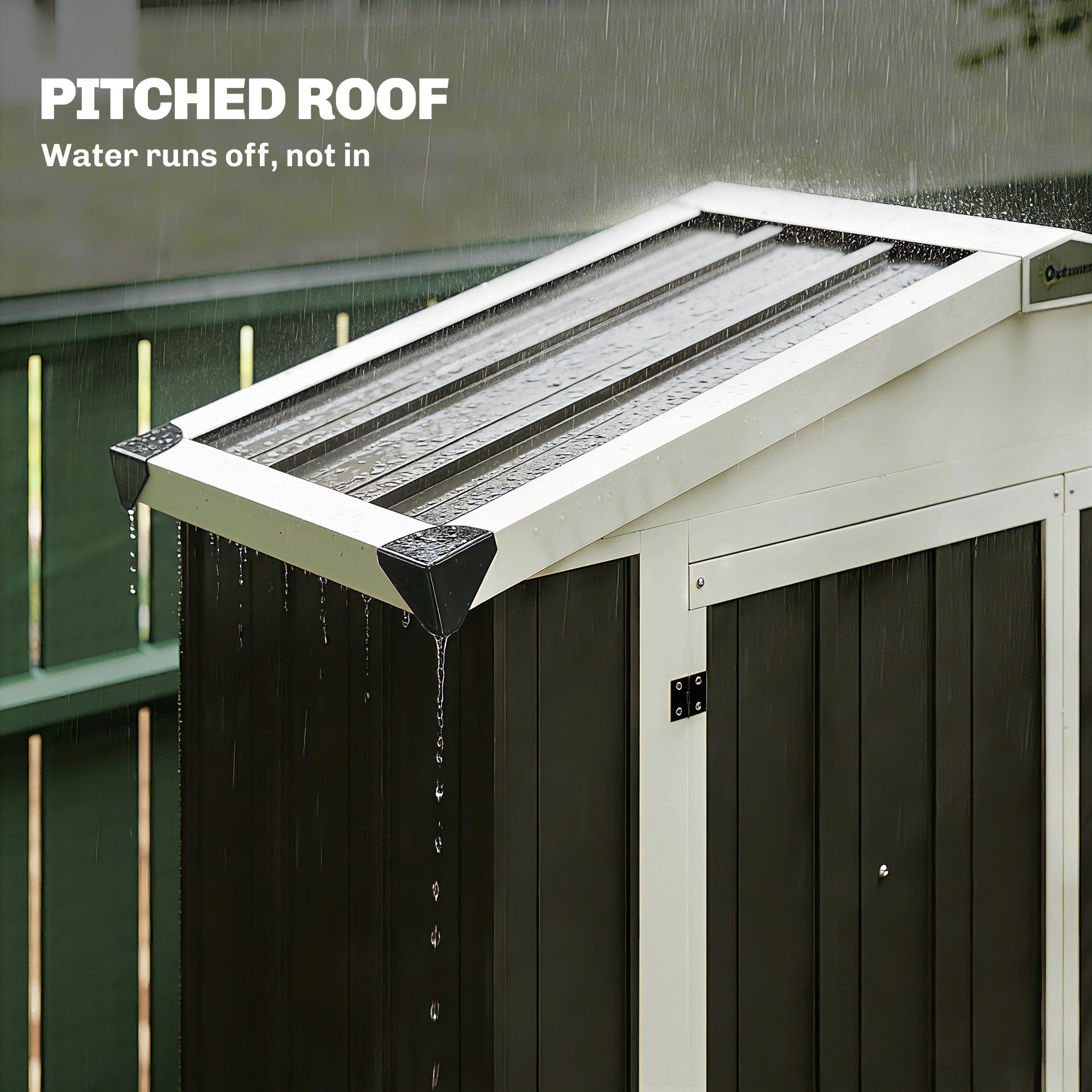 Apex Roof Metal Outdoor Storage Shed with Shelf - Light Grey-Patio & Garden > Lawn & Garden > Sheds-DECOROLALA