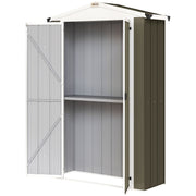 Apex Roof Metal Outdoor Storage Shed with Shelf - Light Grey-Patio & Garden > Lawn & Garden > Sheds-DECOROLALA