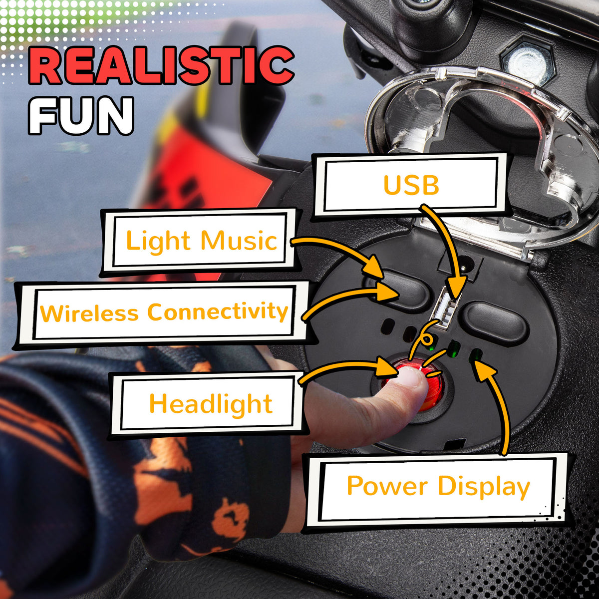 12V Aprilia Licenced Kids Electric Motorcycle, Battery-Powered Dirt Bike with Training Wheels for Aged 3-8-Toys & Games > Baby & Toddler Toys > Electric Ride-On Toys-DECOROLALA
