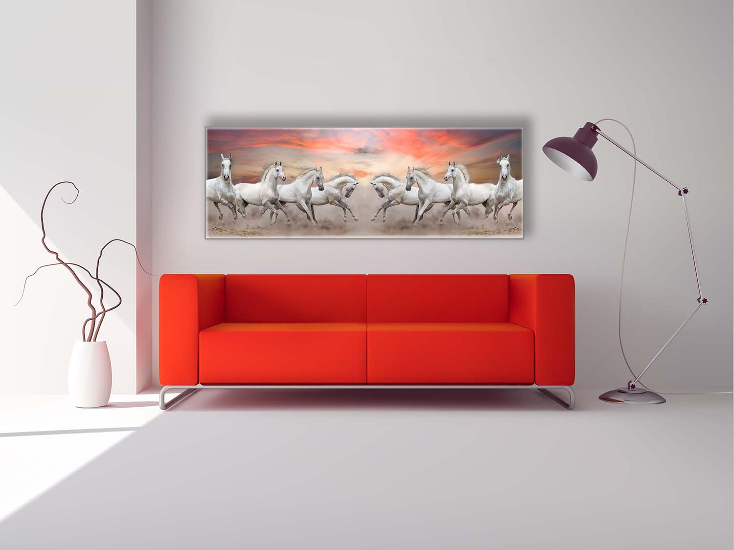 Arabian Horses and Fire Sky- Large Canvas Wall art- Wildlife Canvas Print-Canvas Print-DECOROLALA