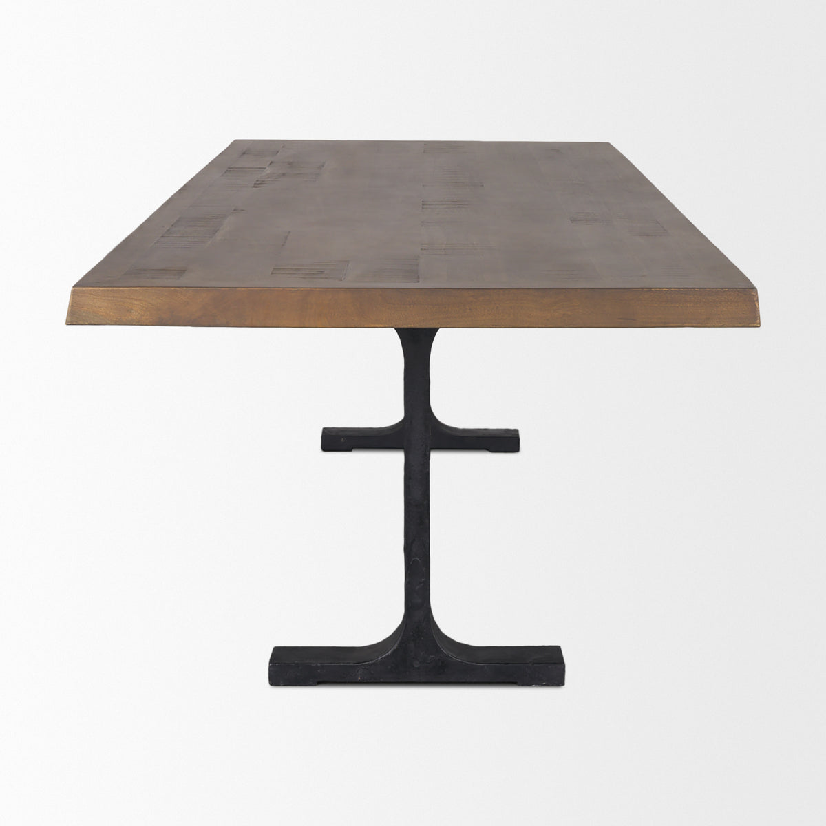 Araxi 95"L x 41"W Rectangular Trestle Dining Table | Brown Wood & Black Metal | Seats 8-10-Dining Tables-DECOROLALA
