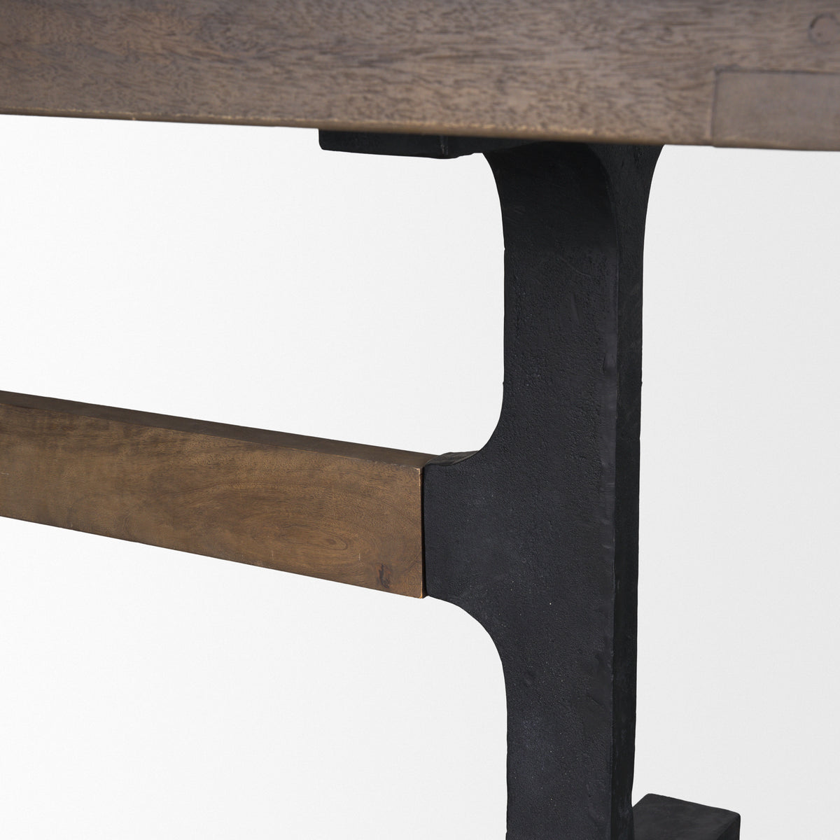 Araxi 95"L x 41"W Rectangular Trestle Dining Table | Brown Wood & Black Metal | Seats 8-10-Dining Tables-DECOROLALA