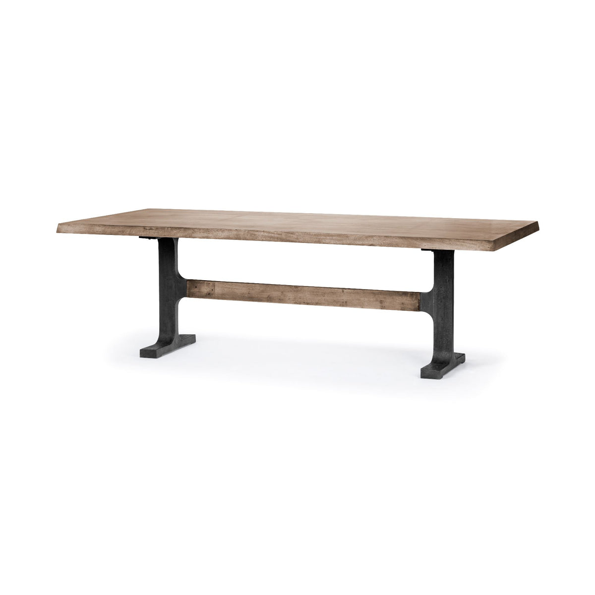 Araxi 95"L x 41"W Rectangular Trestle Dining Table | Modern | Brown Wood & Black Metal | Seats 4-Dining Tables-DECOROLALA