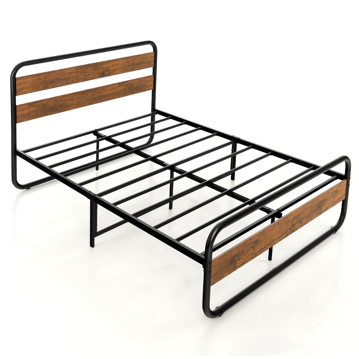 Arc Platform Bed with Headboard and Footboard-Full Size-Simple Bed Frame-DECOROLALA