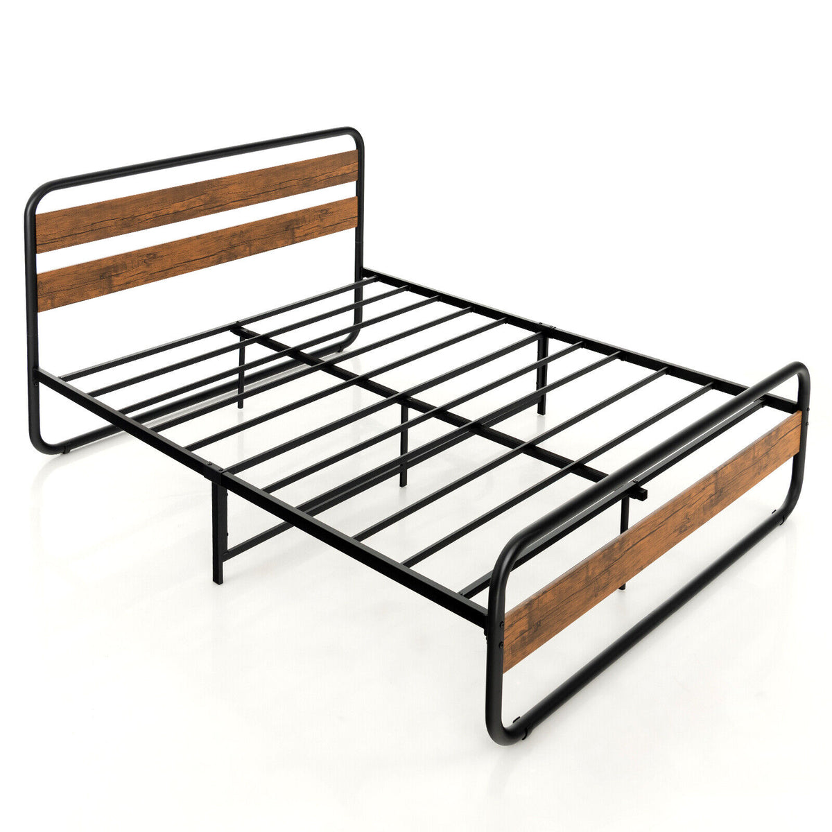 Arc Platform Bed with Headboard and Footboard-Queen Size-Simple Bed Frame-DECOROLALA