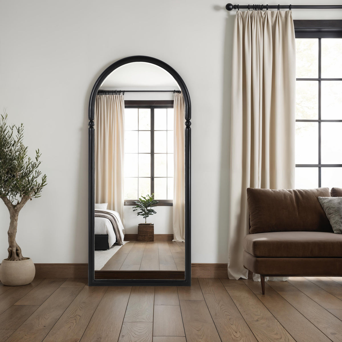 Arcade 76" H x 34" W Wall Mirror, Black-Leaner Mirrors-DECOROLALA