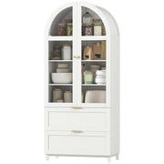 Arched Kitchen Pantry Cabinet - 71" White Farmhouse MDF-Home Furnishings > Storage & Organization > Kitchen Pantry Cabinets-DECOROLALA