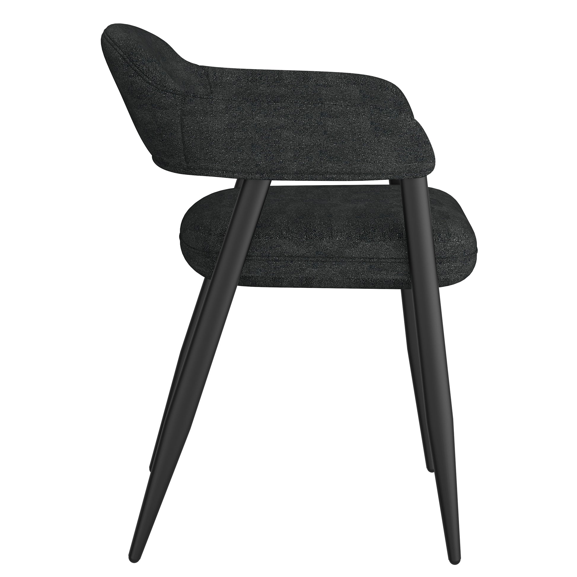Archer Side Chair - Charcoal Textured Fabric Dining Chair-DECOROLALA
