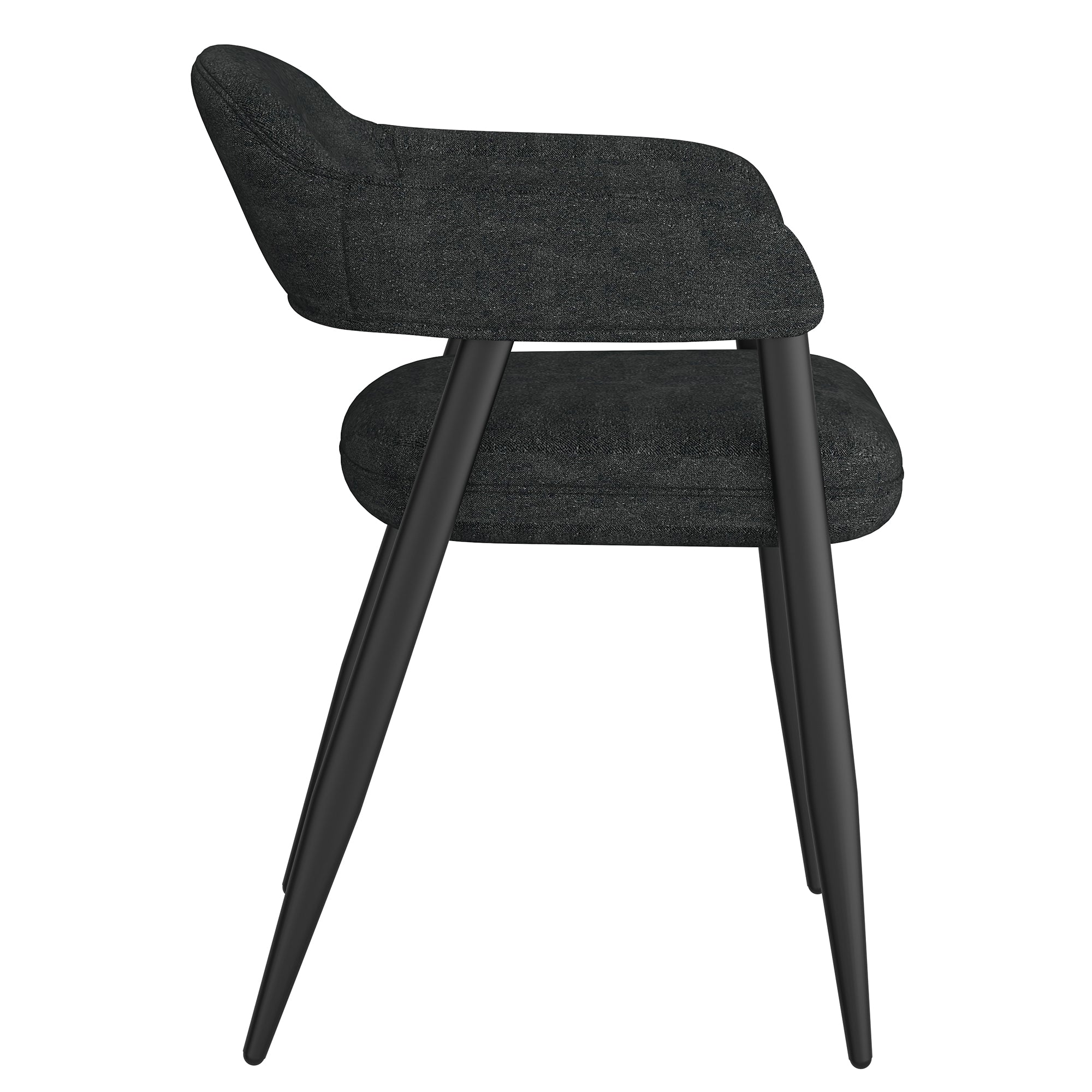 Archer Side Chair - Charcoal Textured Fabric Dining Chair-DECOROLALA