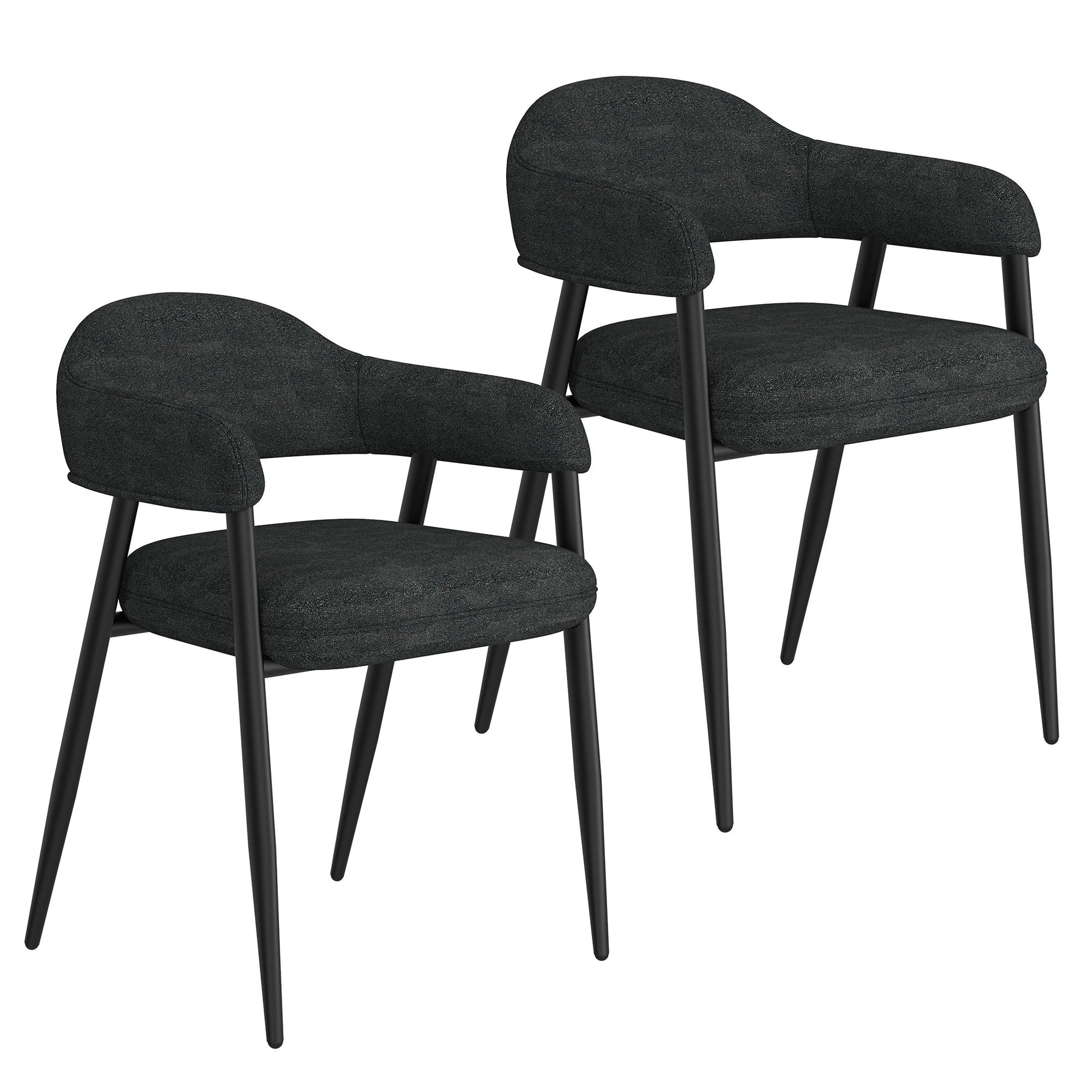 Archer Side Chair - Charcoal Textured Fabric Dining Chair-DECOROLALA