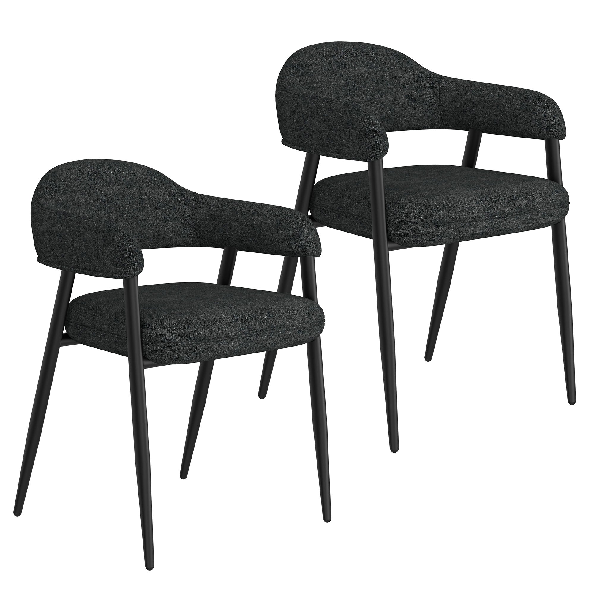 Archer Side Chair - Charcoal Textured Fabric Dining Chair-DECOROLALA