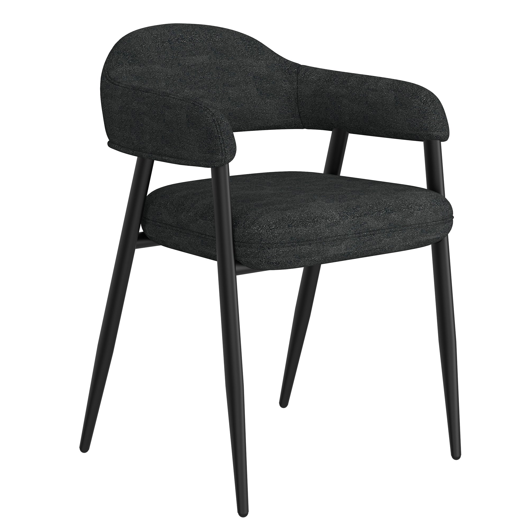 Archer Side Chair - Charcoal Textured Fabric Dining Chair-DECOROLALA