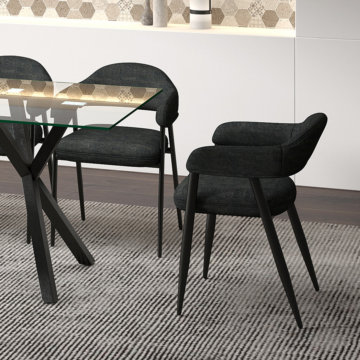 Archer Side Chair - Charcoal Textured Fabric Dining Chair-DECOROLALA