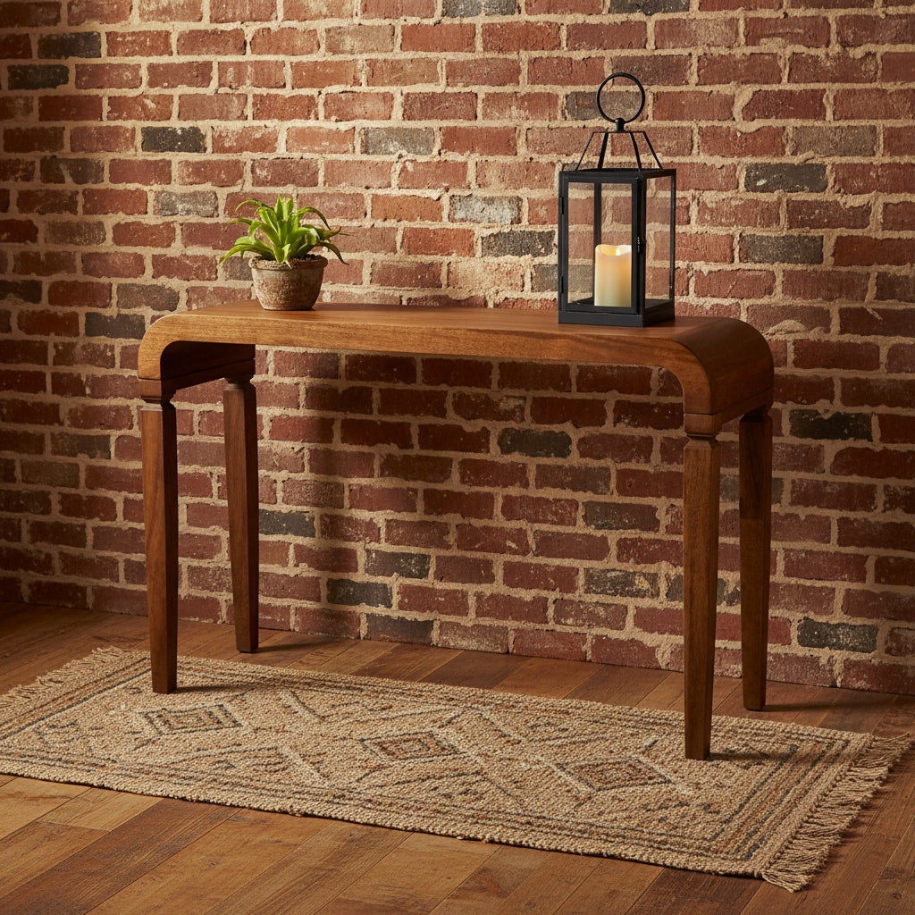 Arcus Console Table - Solid Mango Wood Amber Oak Finish-Coffee Table-DECOROLALA