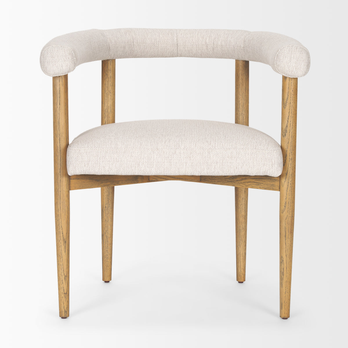 Arden Curved Back Dining Side Chair | Cream Twill w/ Brown Wood-Dining Chairs-DECOROLALA