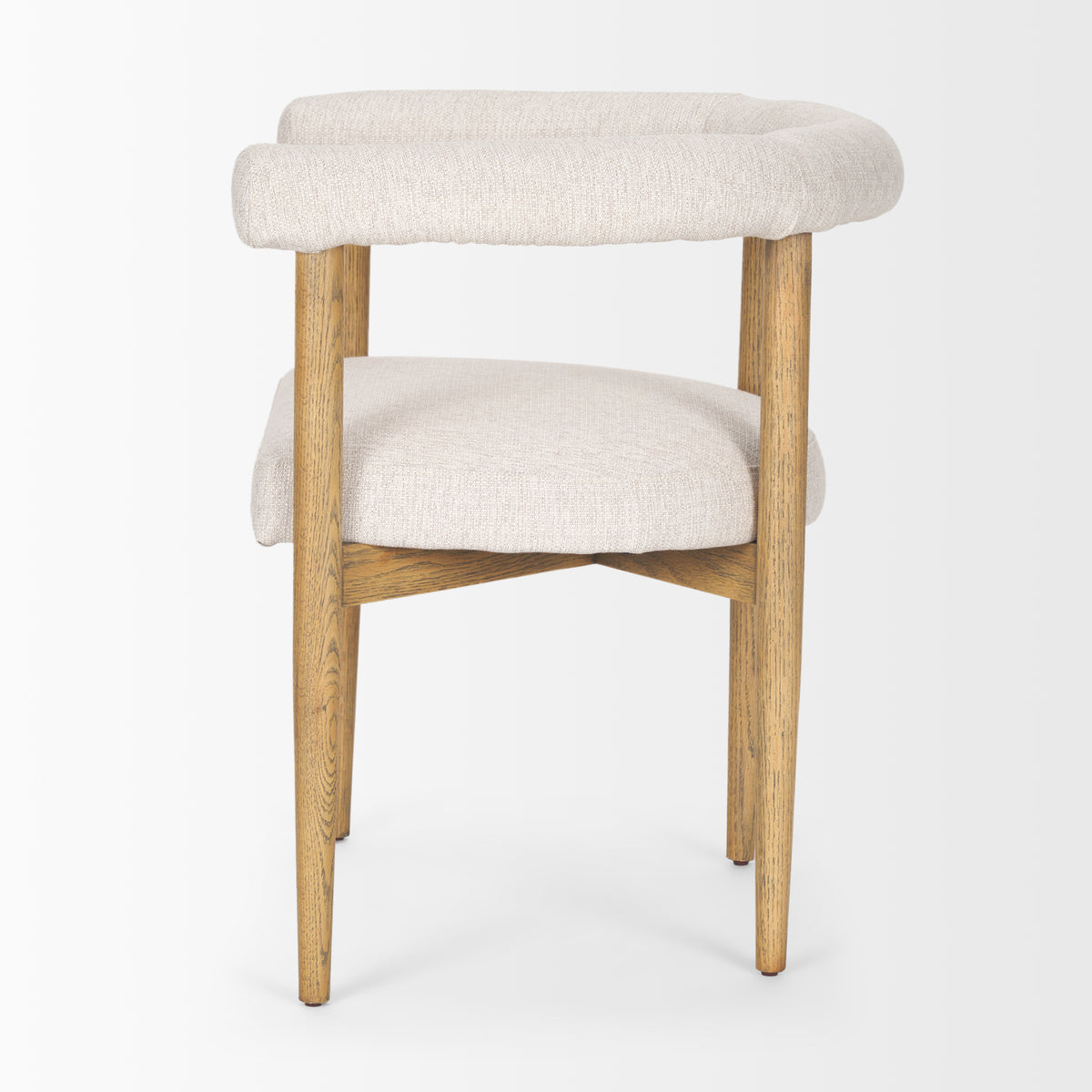 Arden Curved Back Dining Side Chair | Cream Twill w/ Brown Wood-Dining Chairs-DECOROLALA