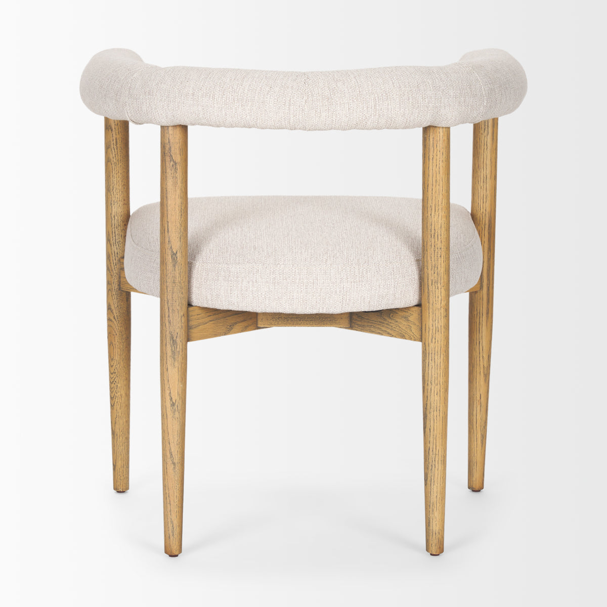 Arden Curved Back Dining Side Chair | Cream Twill w/ Brown Wood-Dining Chairs-DECOROLALA