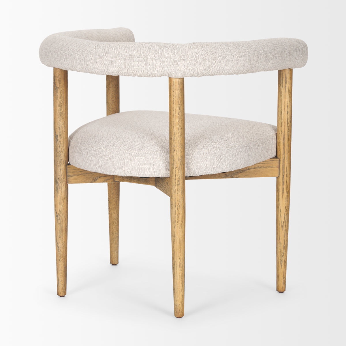 Arden Curved Back Dining Side Chair | Cream Twill w/ Brown Wood-Dining Chairs-DECOROLALA