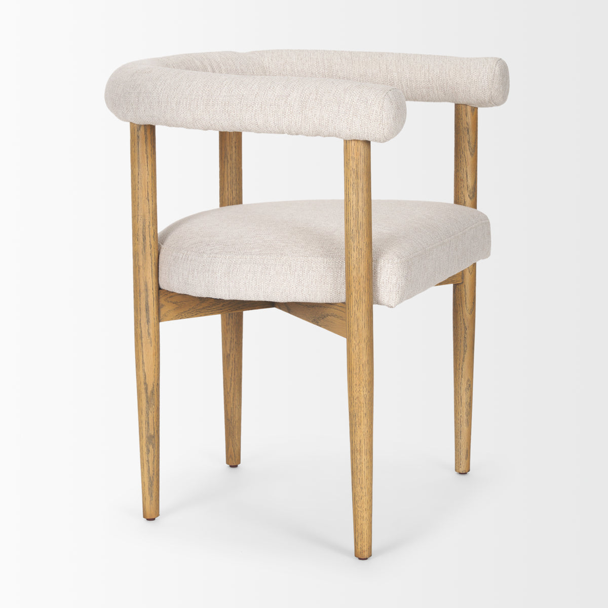 Arden Curved Back Dining Side Chair | Cream Twill w/ Brown Wood-Dining Chairs-DECOROLALA