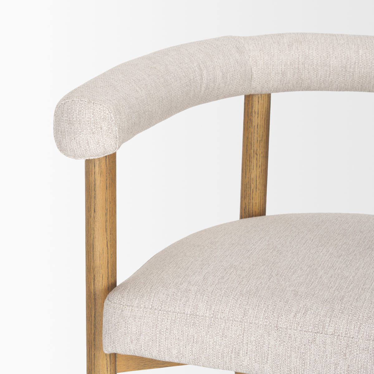 Arden Curved Back Dining Side Chair | Cream Twill w/ Brown Wood-Dining Chairs-DECOROLALA