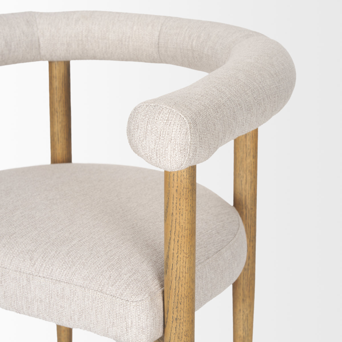 Arden Curved Back Dining Side Chair | Cream Twill w/ Brown Wood-Dining Chairs-DECOROLALA