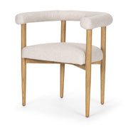 Arden Curved Back Dining Side Chair | Cream Twill w/ Brown Wood-Dining Chairs-DECOROLALA