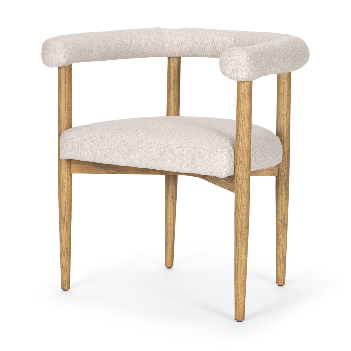 Arden Curved Back Dining Side Chair | Cream Twill w/ Brown Wood-Dining Chairs-DECOROLALA