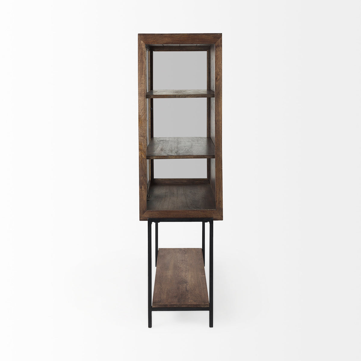 Arelius 36L x 18.75W x 63H Light Wood W/ Metal Base Display Cabinet-Cabinets-DECOROLALA