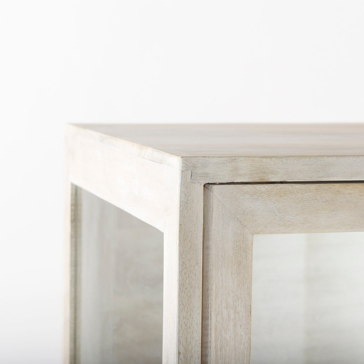 Arelius 36L x 18.75W x 63H Light Wood W/ Metal Base Display Cabinet-Cabinets-DECOROLALA