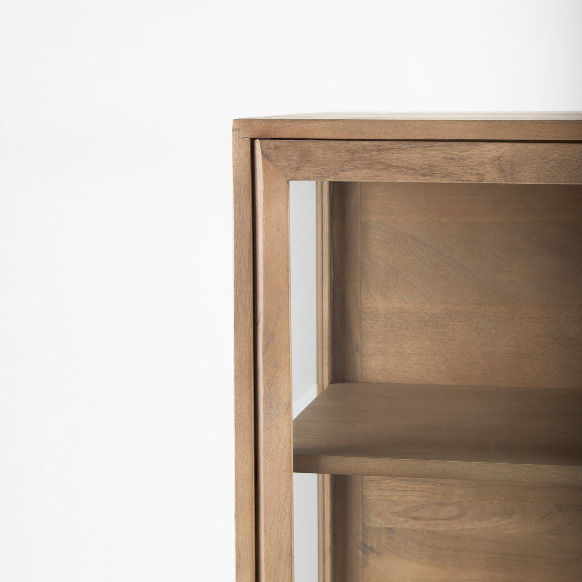 Arelius 36L x 18.75W x 63H Light Wood W/ Metal Base Display Cabinet-Cabinets-DECOROLALA