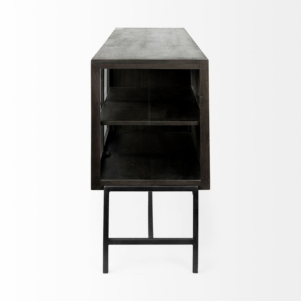 Arelius Wood Sideboard with 4 Glass Cabinet Doors-Sideboards & Buffets-DECOROLALA