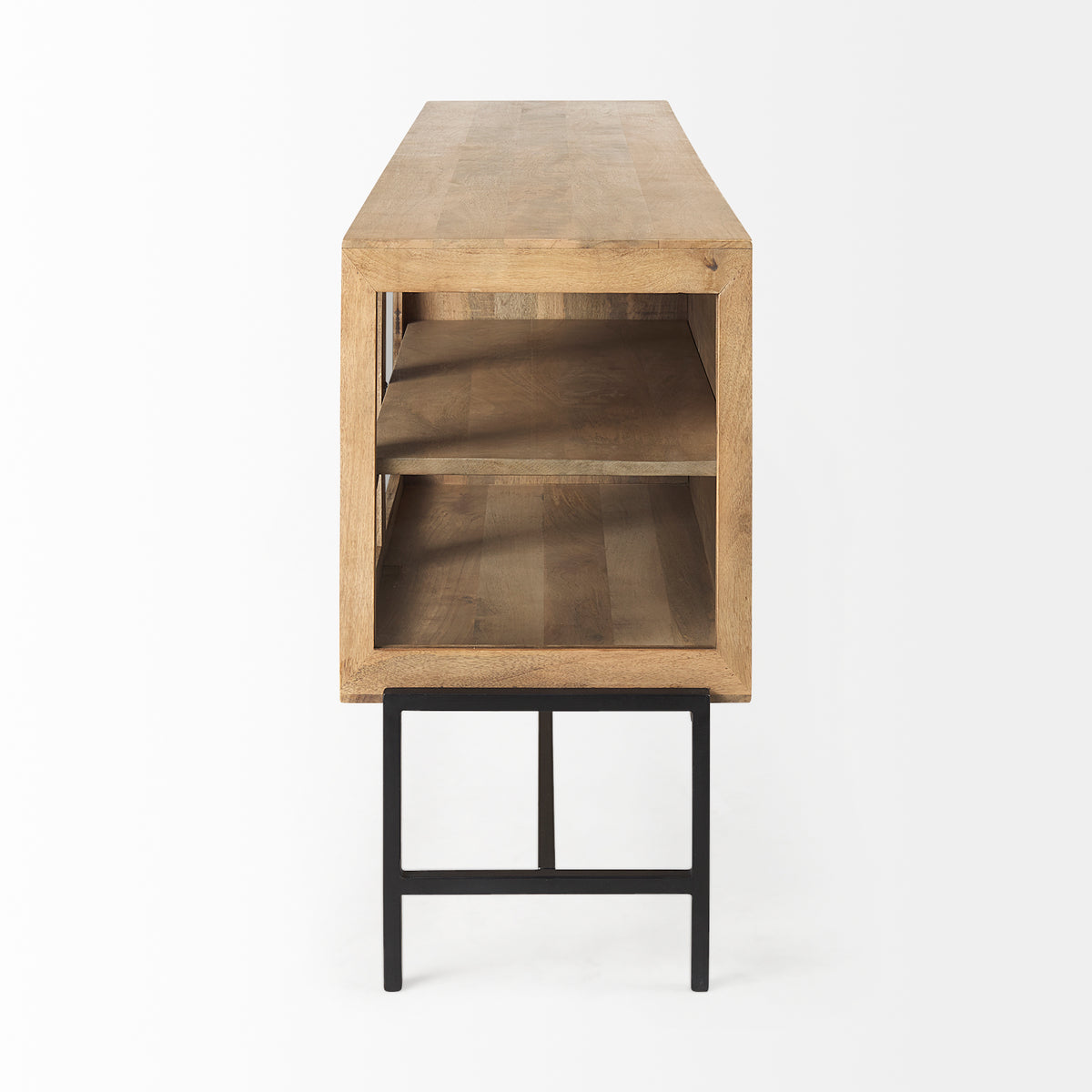 Arelius Wood Sideboard with 4 Glass Cabinet Doors-Sideboards & Buffets-DECOROLALA
