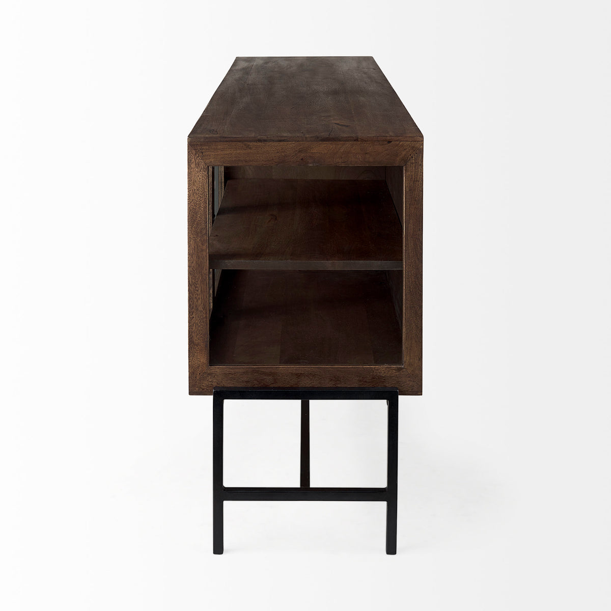 Arelius Wood Sideboard with 4 Glass Cabinet Doors-Sideboards & Buffets-DECOROLALA
