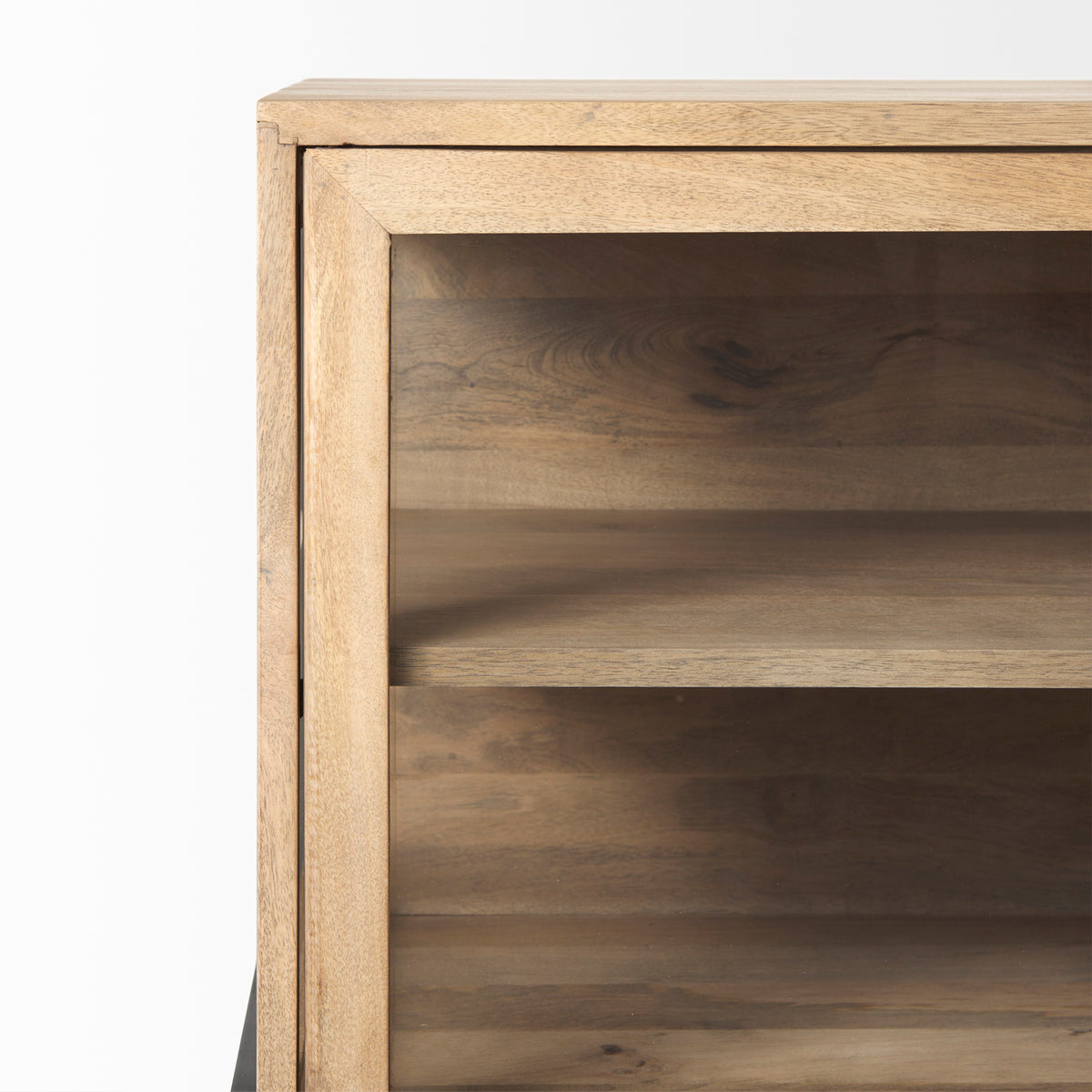 Arelius Wood Sideboard with 4 Glass Cabinet Doors-Sideboards & Buffets-DECOROLALA