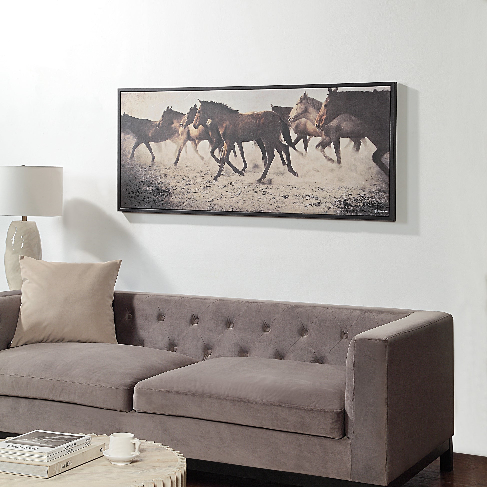 Ares 60" Wide Canvas Art with Wood Frame, Black-Canvas Art-DECOROLALA