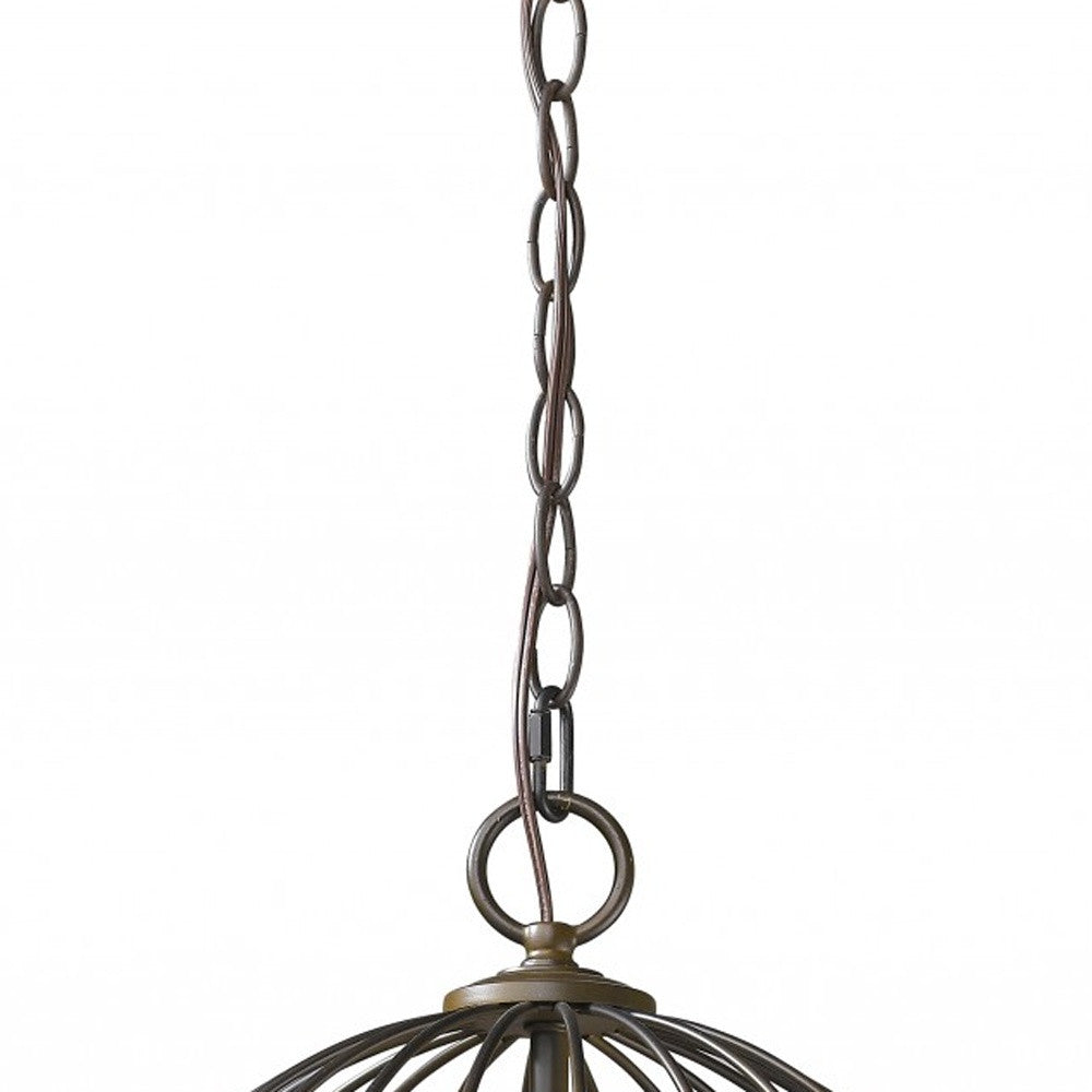 Aria 3-Light Oil-Rubbed Bronze Globe Pendant With Mother Of Pearl Accents-Pendants-Hanging Lights-DECOROLALA