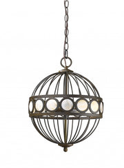 Aria 3-Light Oil-Rubbed Bronze Globe Pendant With Mother Of Pearl Accents-Pendants-Hanging Lights-DECOROLALA