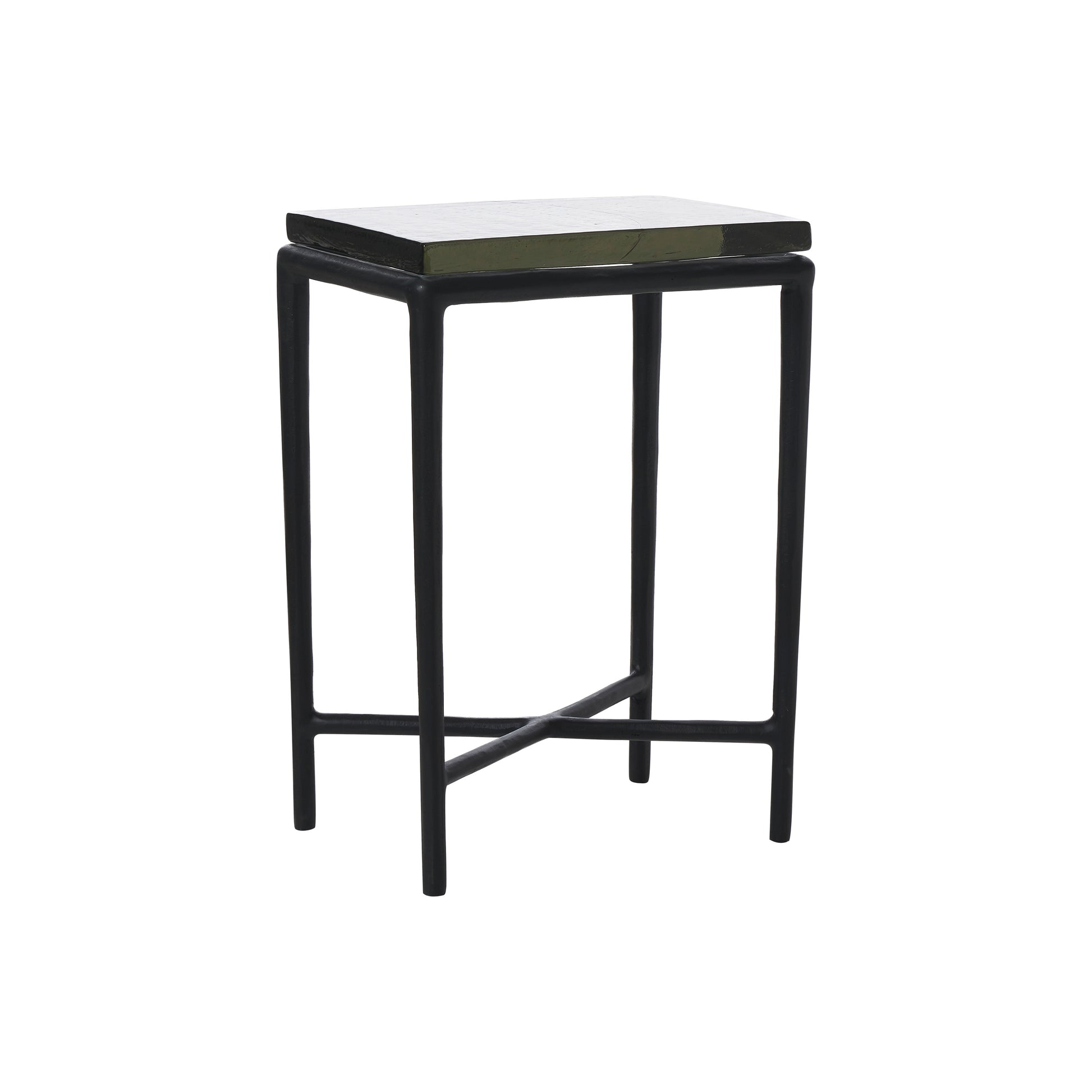 Aria Indoor Cast Aluminum Side Table, Black-End Table-DECOROLALA